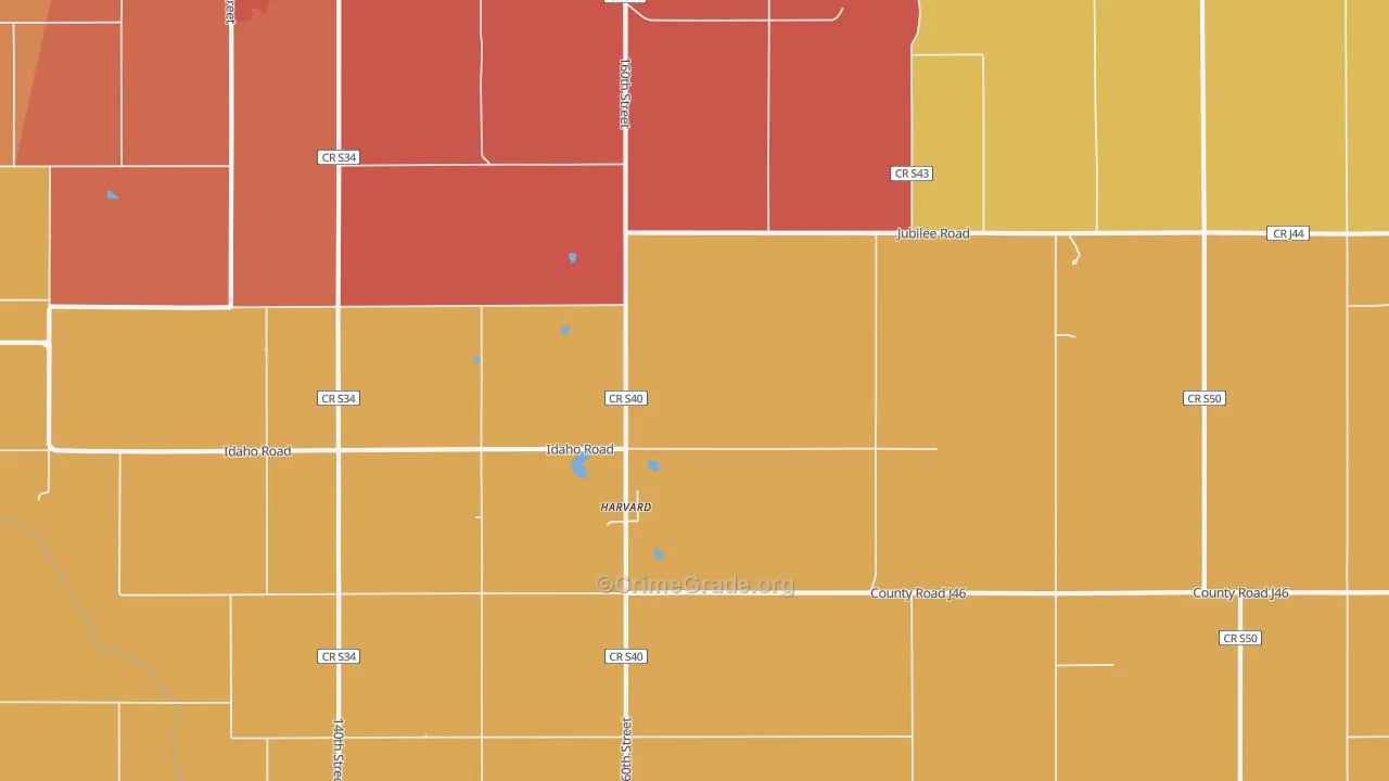 Harvard, IA Map of Drug-Related Crime Rates