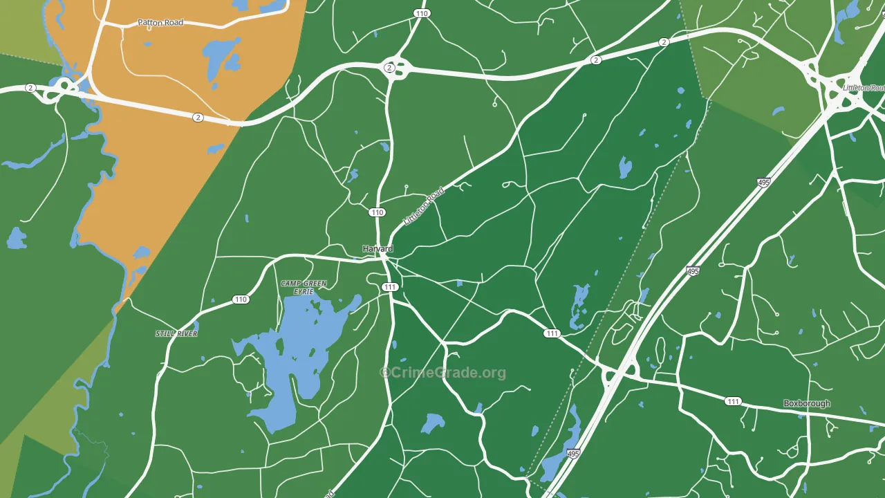 Harvard, MA Map of Drug-Related Crime Rates