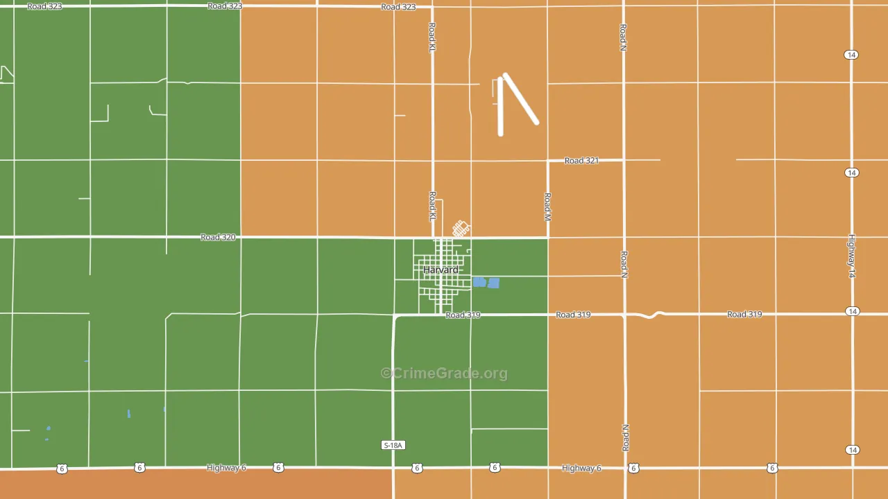 Harvard, NE Map of Drug-Related Crime Rates