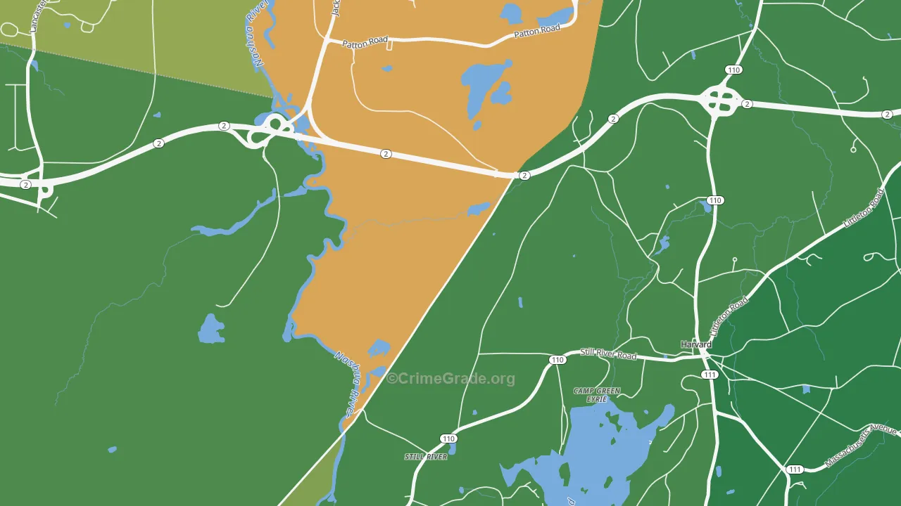 Harvard Station, MA Map of Drug-Related Crime Rates