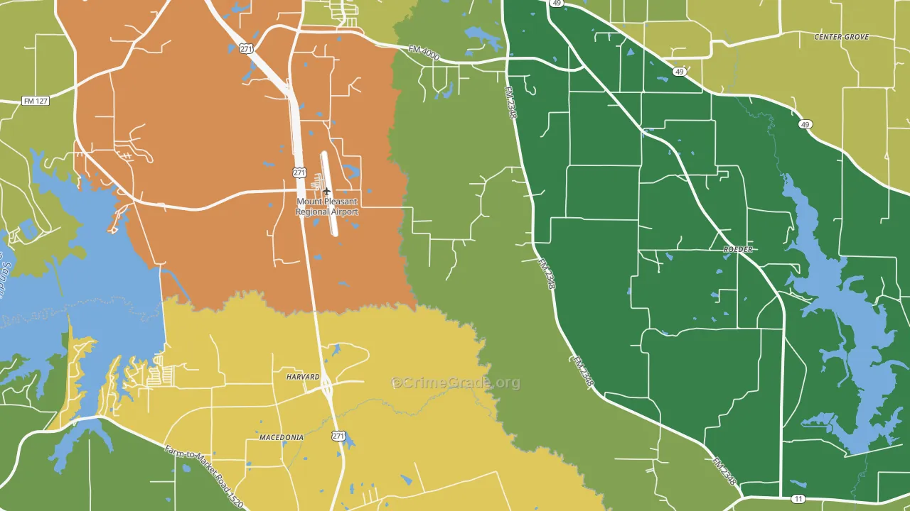 Harvard, TX Map of Drug-Related Crime Rates