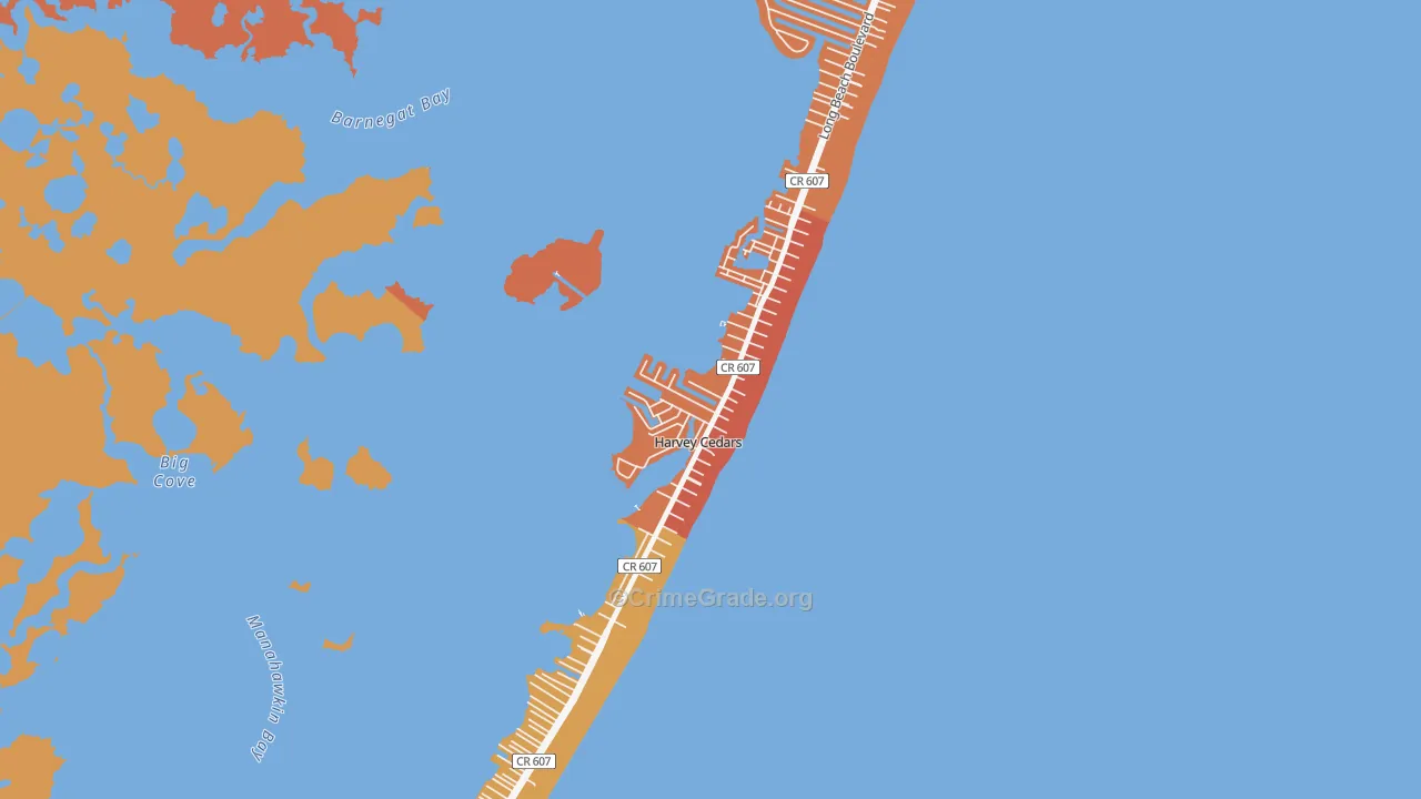 Harvey Cedars, NJ Map of Drug-Related Crime Rates