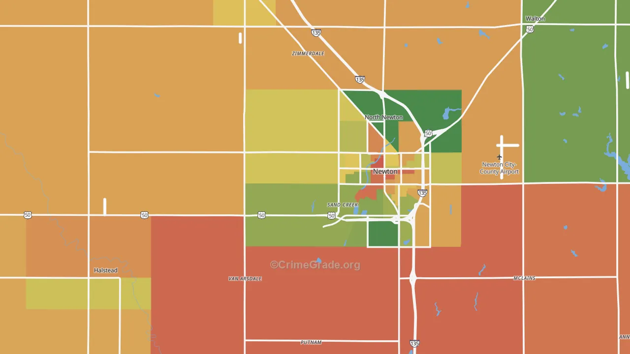 Harvey County, KS Map of Drug-Related Crime Rates
