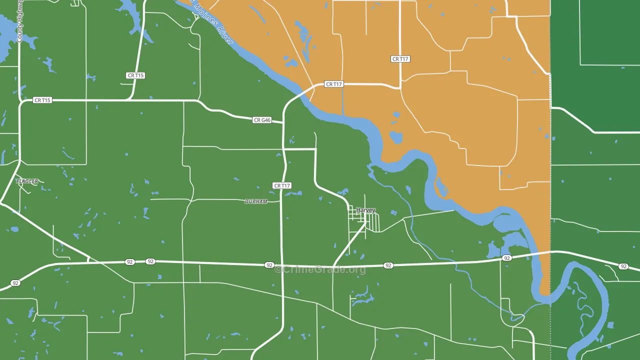 Harvey, IA Map of Drug-Related Crime Rates