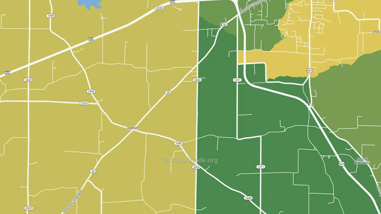 Harvey, KY Map of Drug-Related Crime Rates