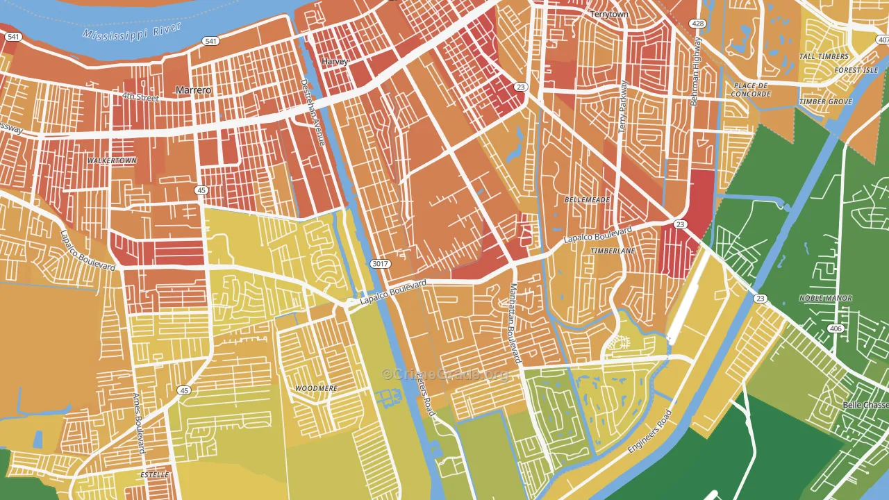 Harvey, LA Map of Drug-Related Crime Rates