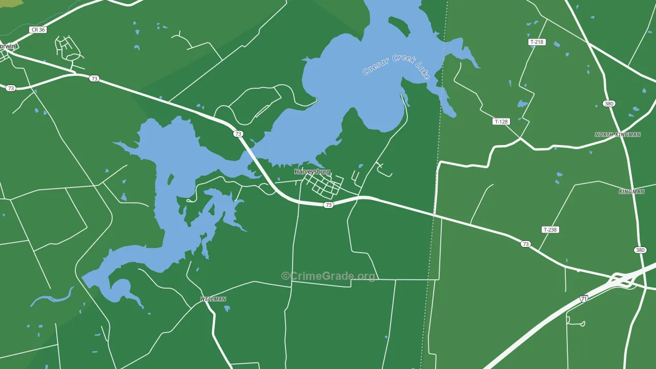 Harveysburg, OH Map of Drug-Related Crime Rates