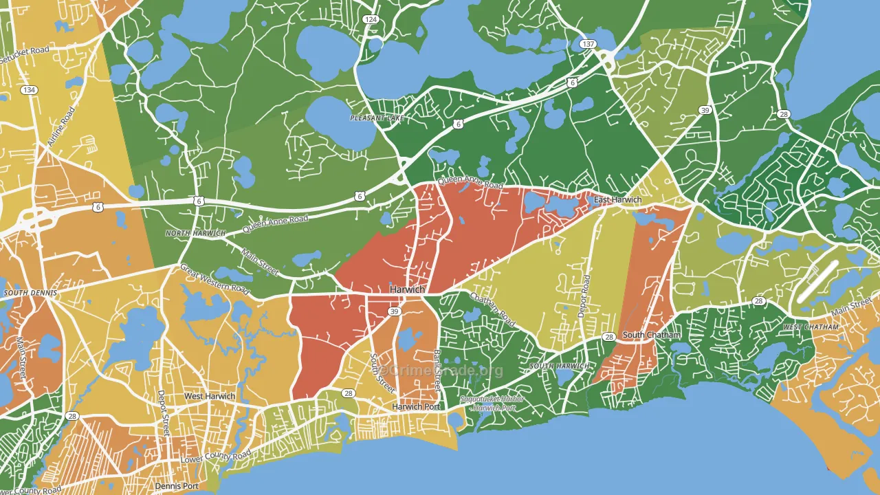 Harwich, MA Map of Drug-Related Crime Rates