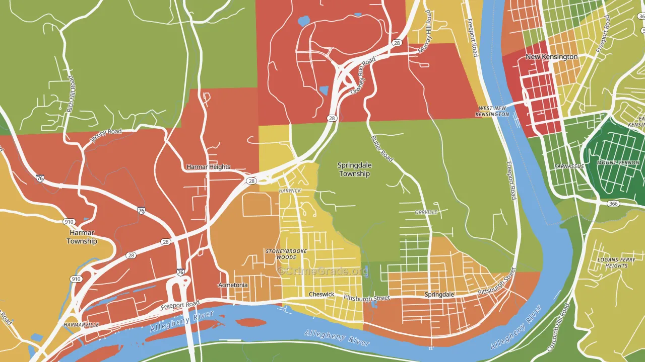 Harwick, PA Map of Drug-Related Crime Rates