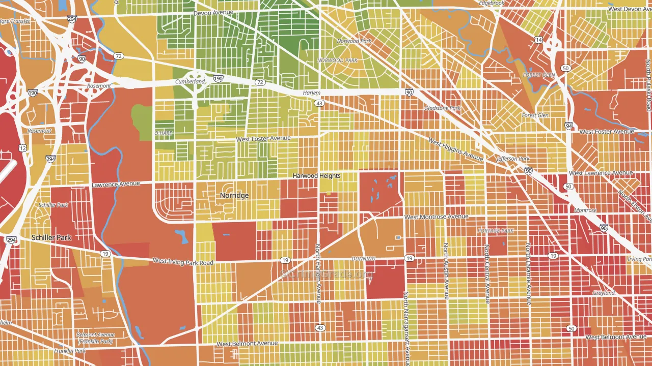 Harwood Heights, IL Map of Drug-Related Crime Rates