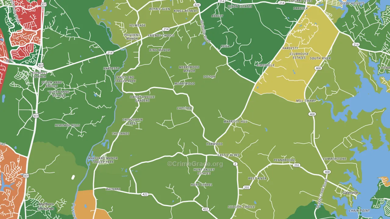 Harwood, MD Map of Drug-Related Crime Rates