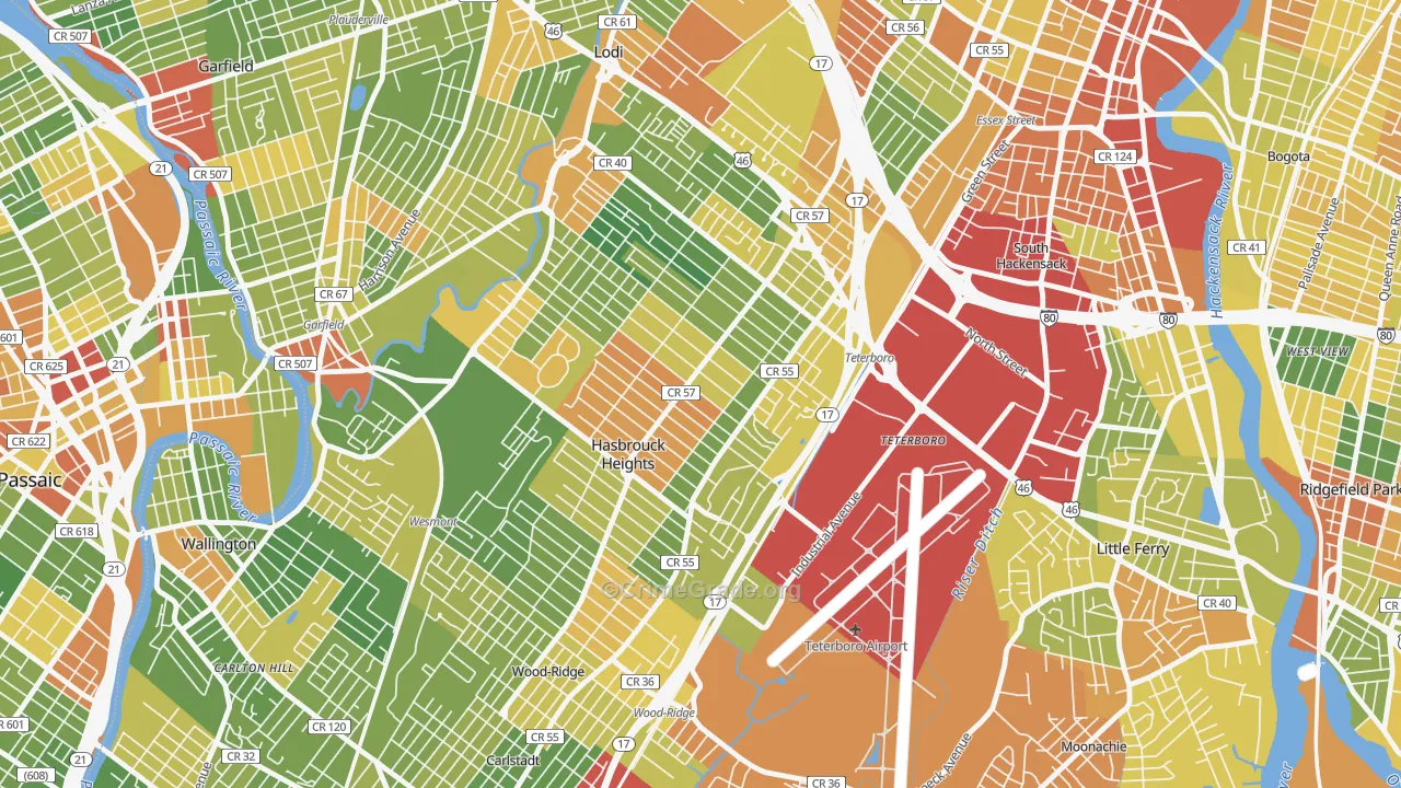 Hasbrouck Heights, NJ Map of Drug-Related Crime Rates