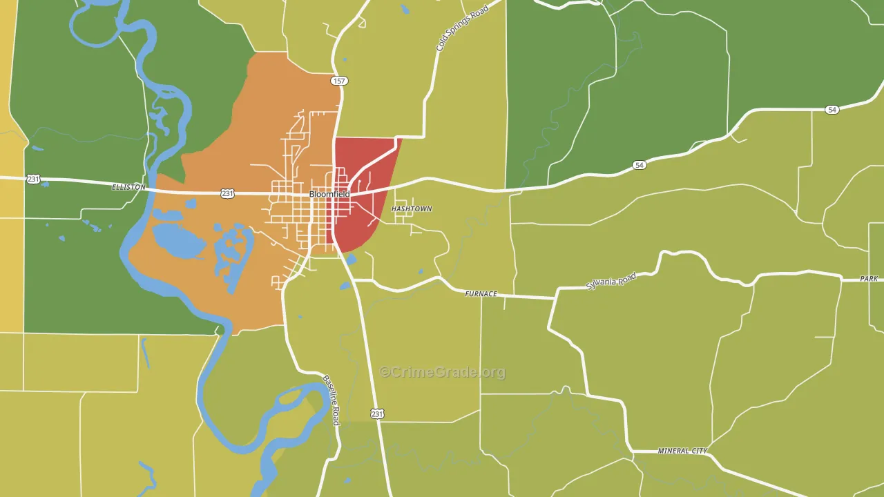 Hashtown, IN Map of Drug-Related Crime Rates