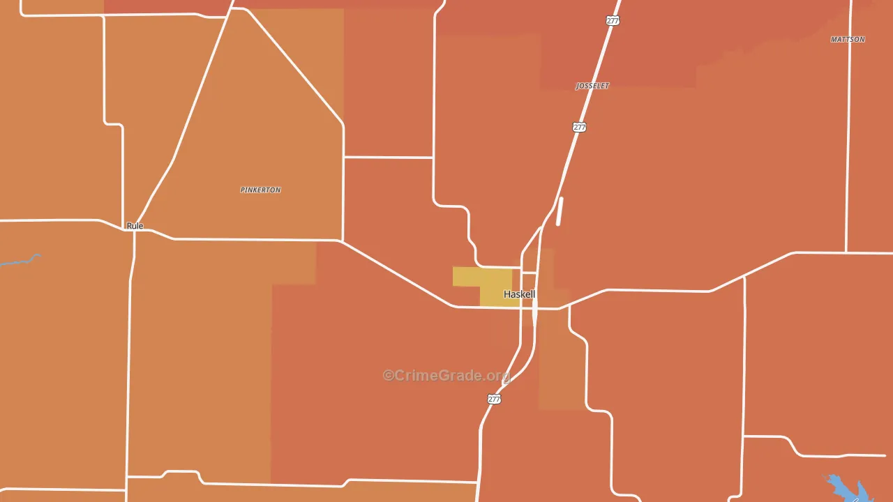 Haskell County, TX Map of Drug-Related Crime Rates