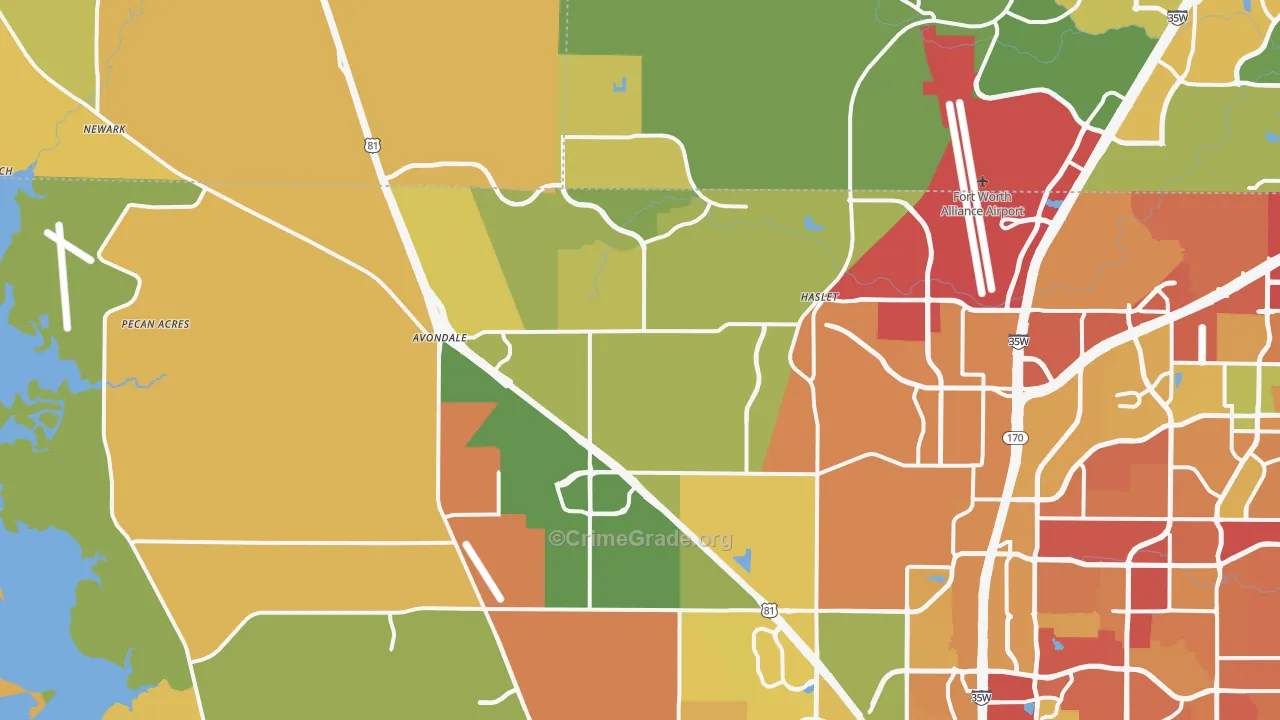 Haslet, TX Map of Drug-Related Crime Rates