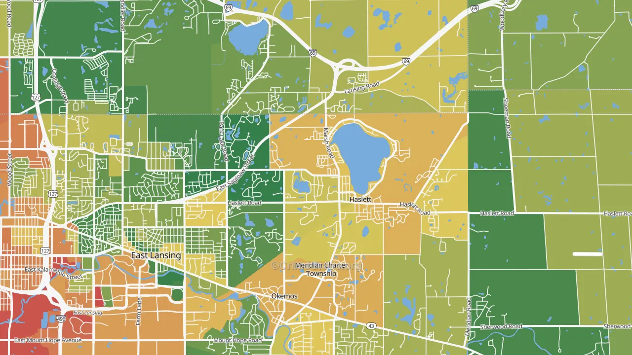 Haslett, MI Map of Drug-Related Crime Rates