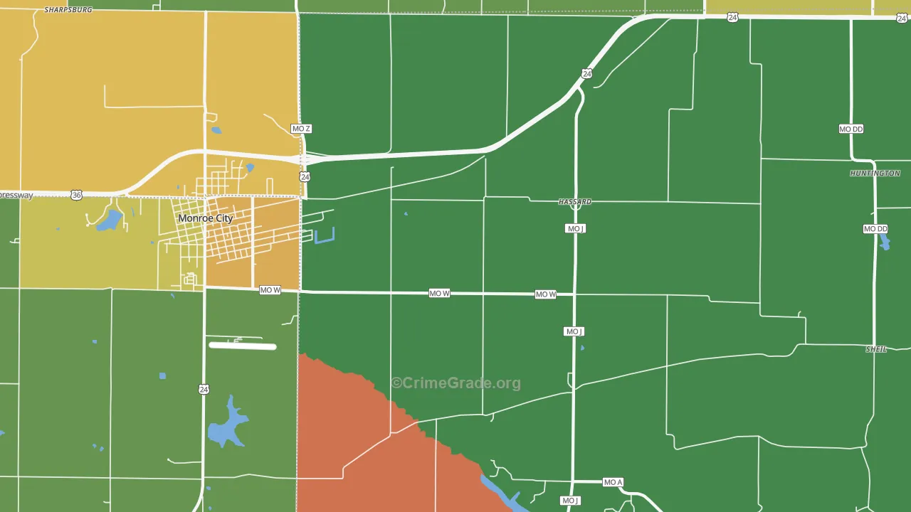 Hassard, MO Map of Drug-Related Crime Rates