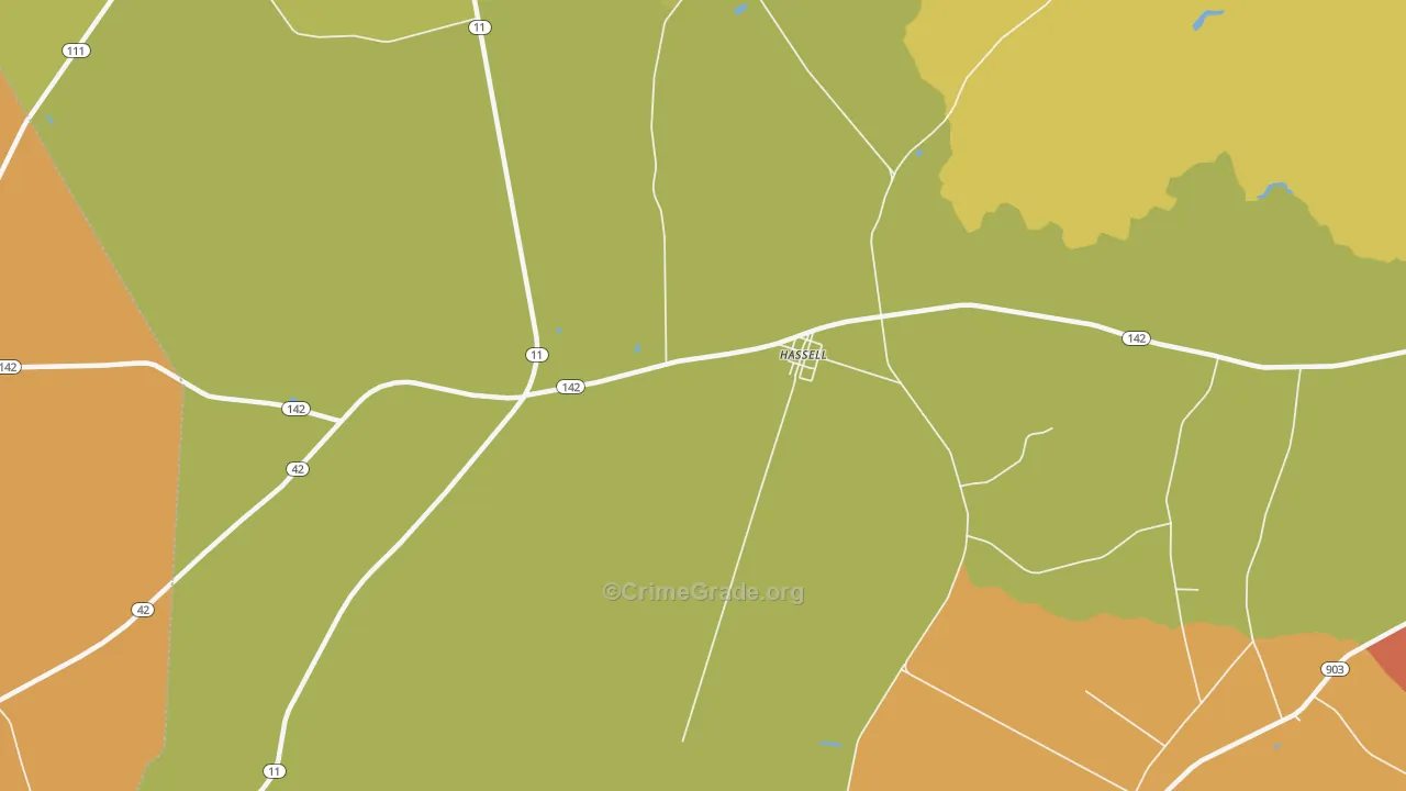 Hassell, NC Map of Drug-Related Crime Rates