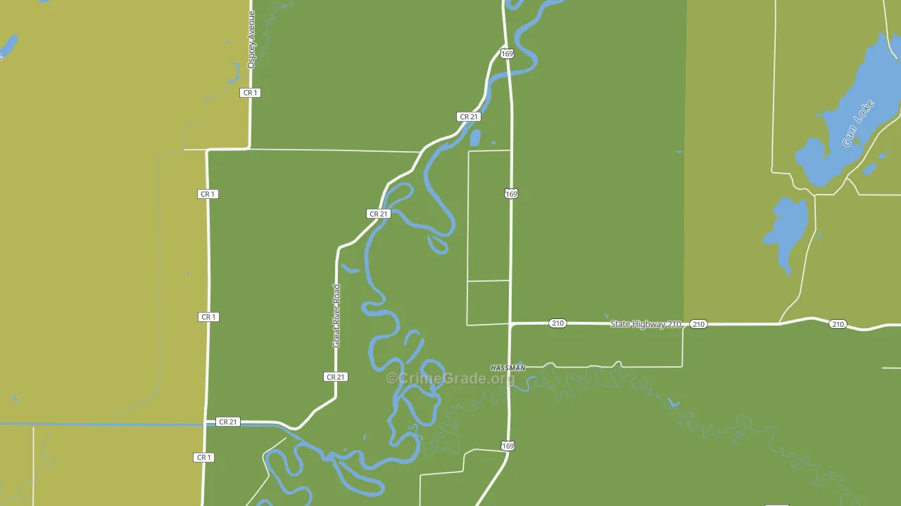 Hassman, MN Map of Drug-Related Crime Rates