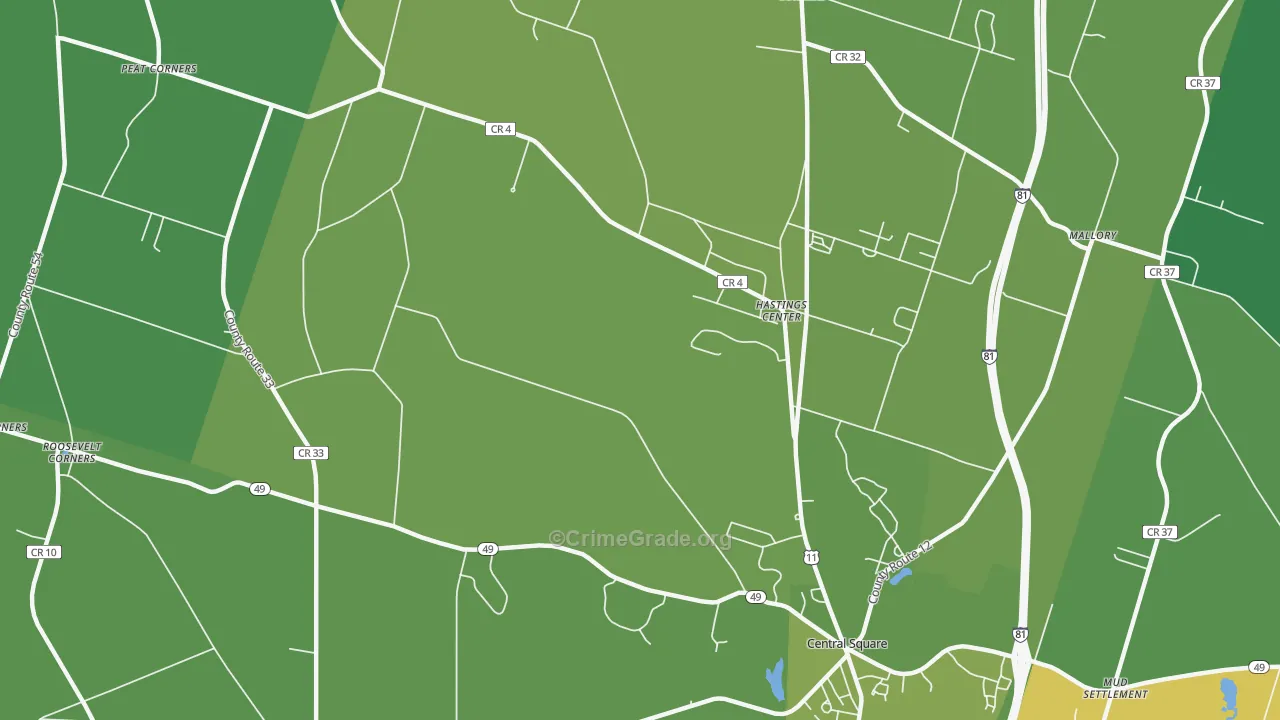 Hastings Center, NY Map of Drug-Related Crime Rates