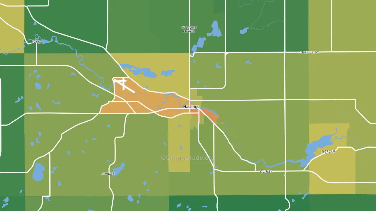 Hastings, MI Map of Drug-Related Crime Rates