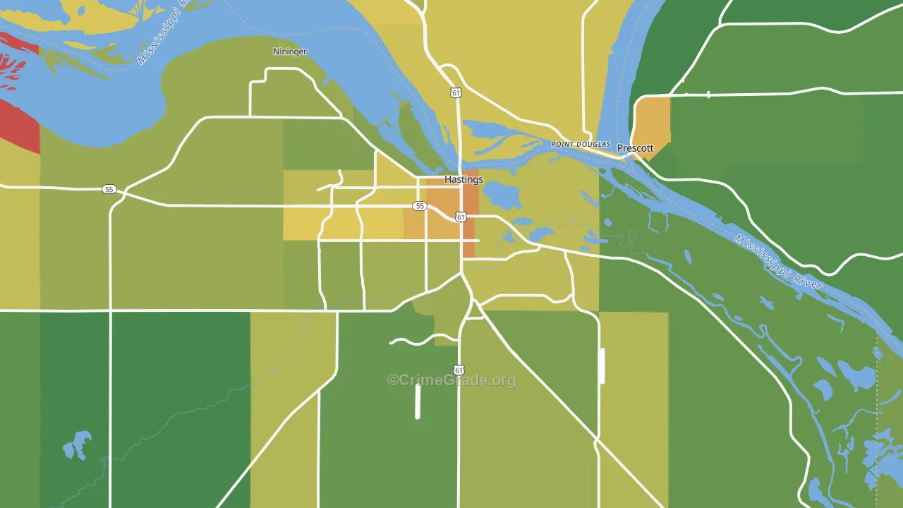 Hastings, MN Map of Drug-Related Crime Rates