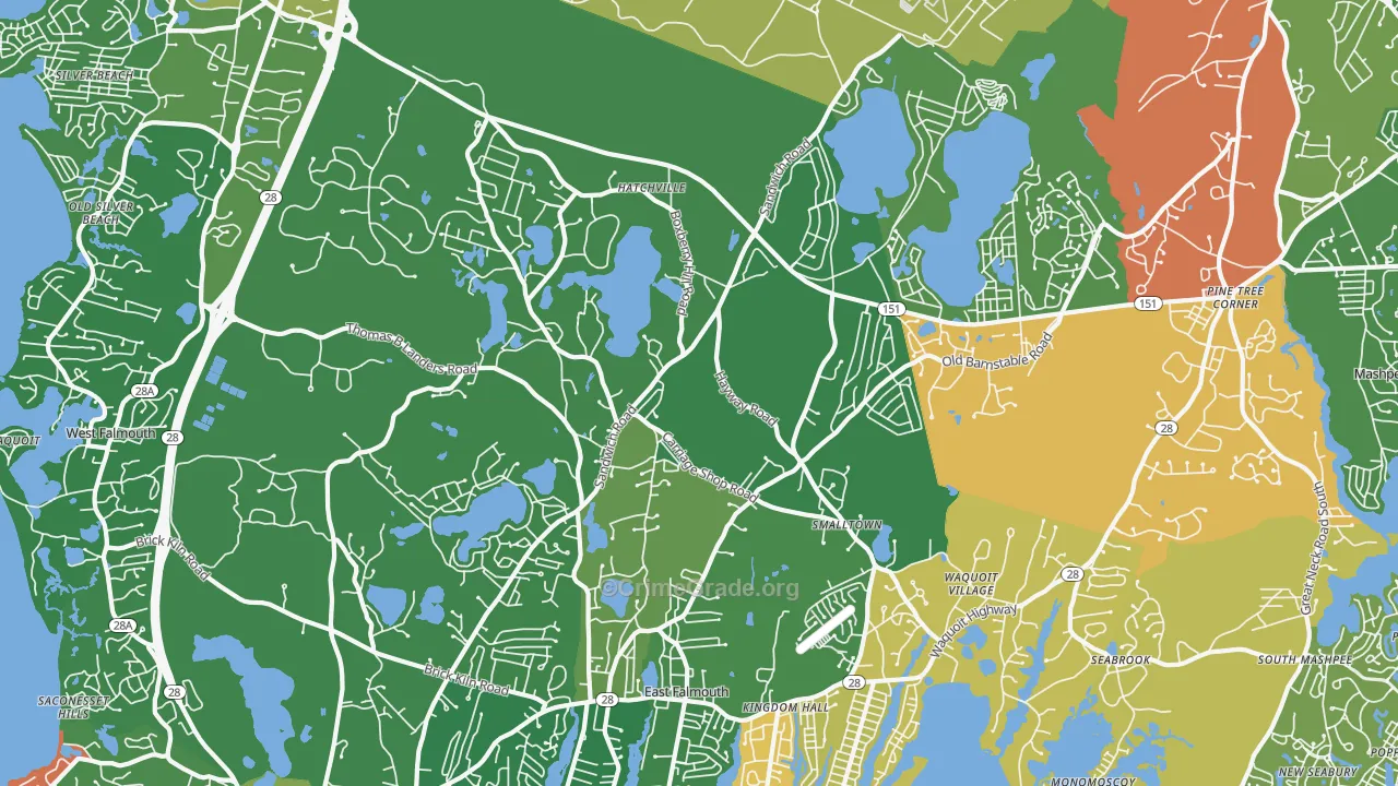 Hatchville, East Falmouth, MA Map of Drug-Related Crime Rates