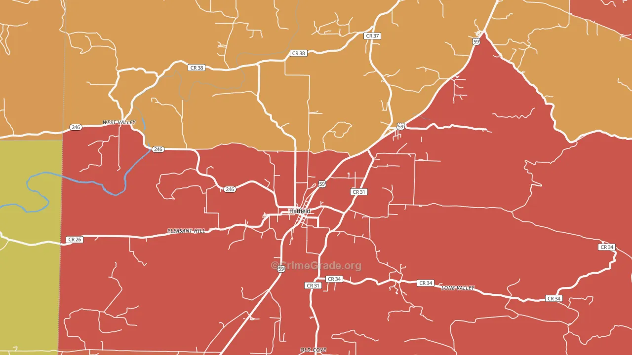 Hatfield, AR Map of Drug-Related Crime Rates