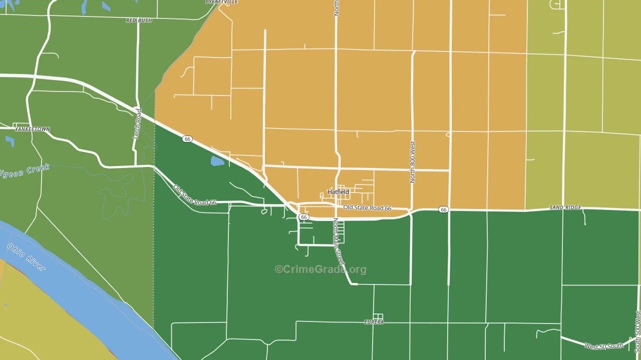 Hatfield, IN Map of Drug-Related Crime Rates