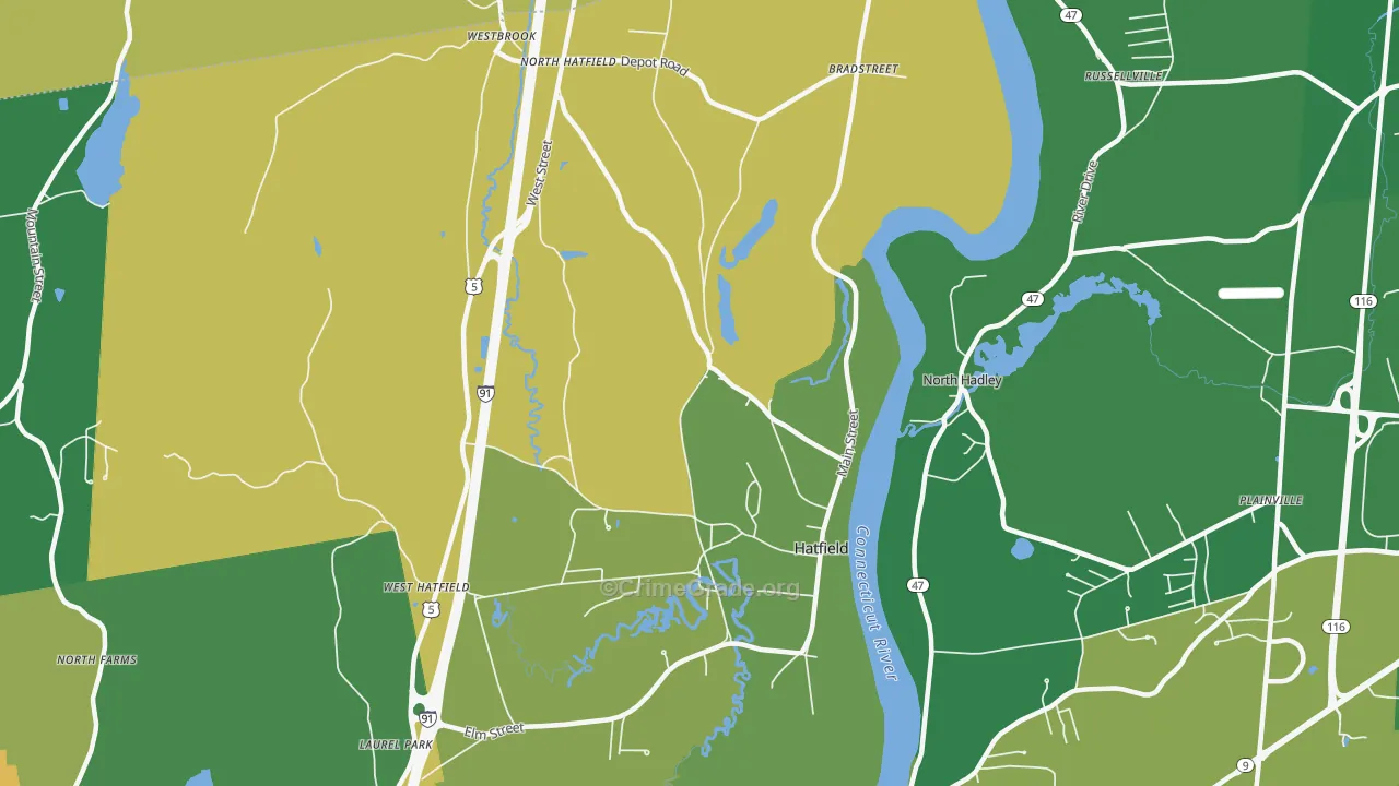 Hatfield, MA Map of Drug-Related Crime Rates