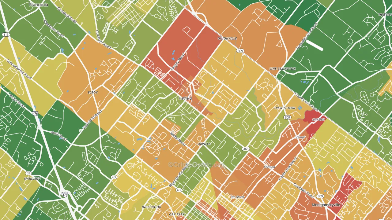 Hatfield, PA Map of Drug-Related Crime Rates