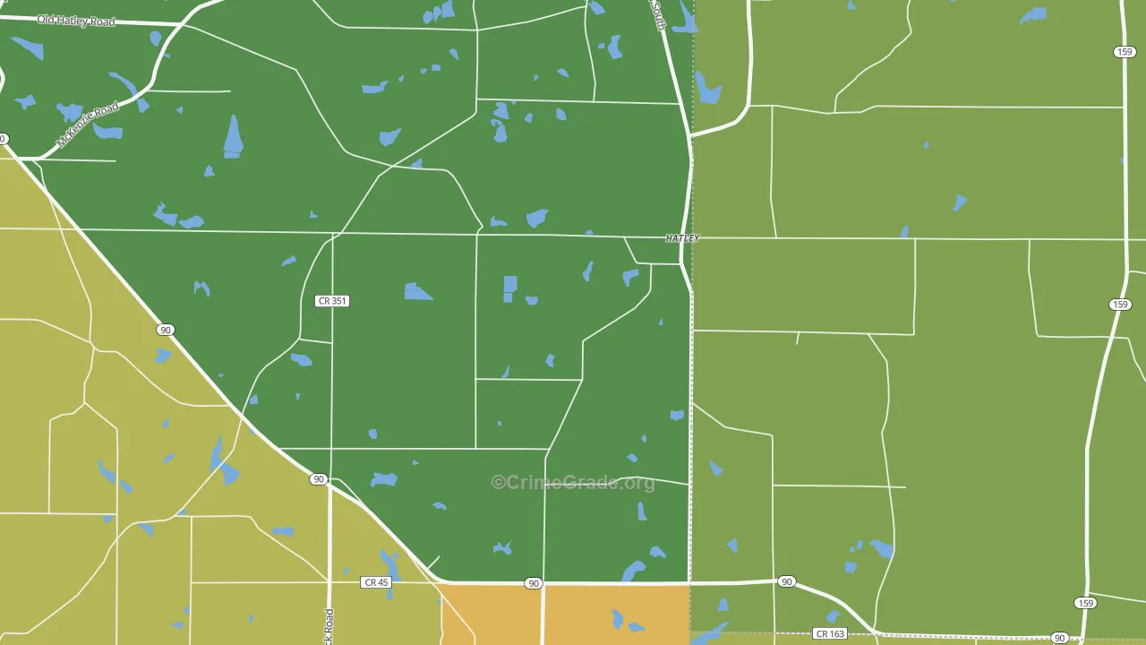 Hatley, GA Map of Drug-Related Crime Rates