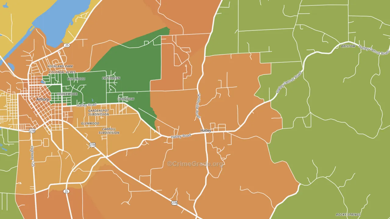 Hatley, MS Map of Drug-Related Crime Rates