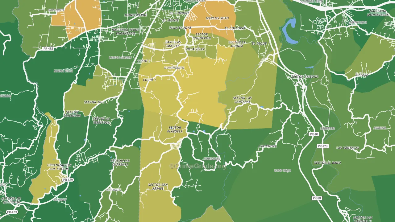 Hato Viejo, PR Map of Drug-Related Crime Rates