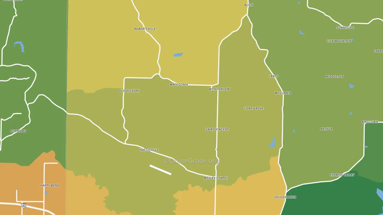 Hattieville, AR Map of Drug-Related Crime Rates