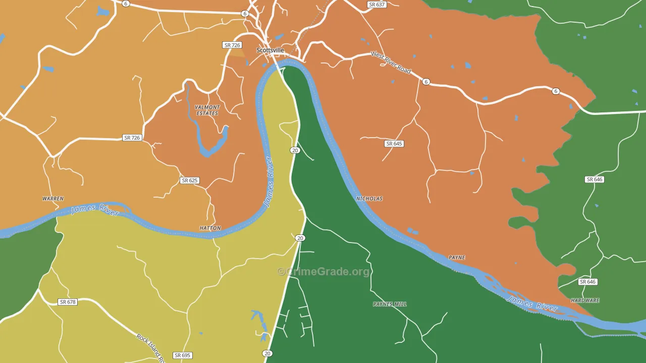 Hatton, VA Map of Drug-Related Crime Rates