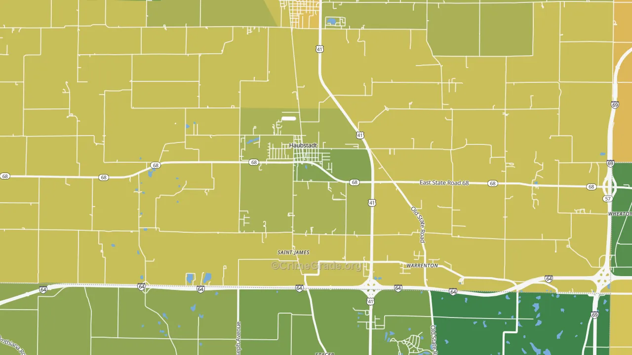 Haubstadt, IN Map of Drug-Related Crime Rates