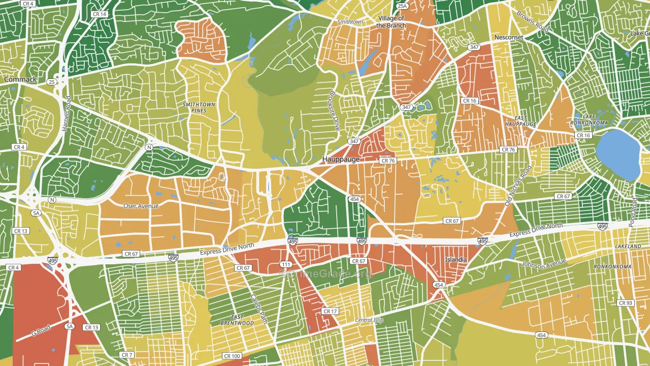 Hauppauge, NY Map of Drug-Related Crime Rates