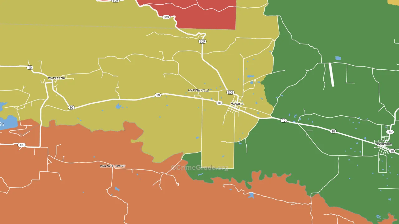 Havana, AR Map of Drug-Related Crime Rates