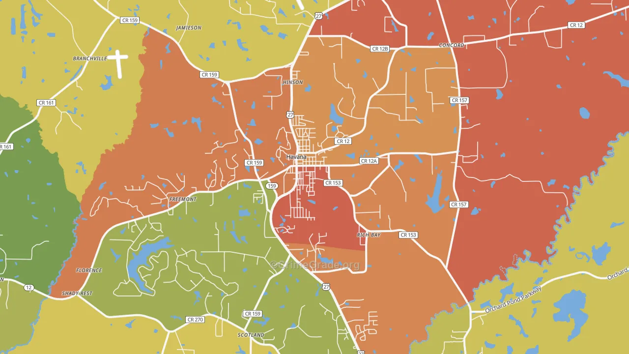 Havana, FL Map of Drug-Related Crime Rates