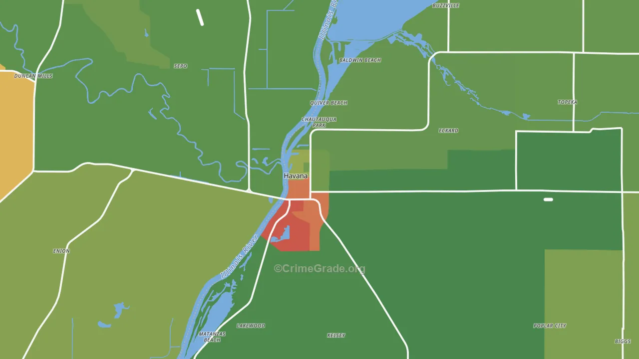 Havana, IL Map of Drug-Related Crime Rates