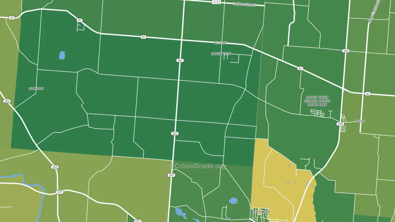 Haven View, OH Map of Drug-Related Crime Rates