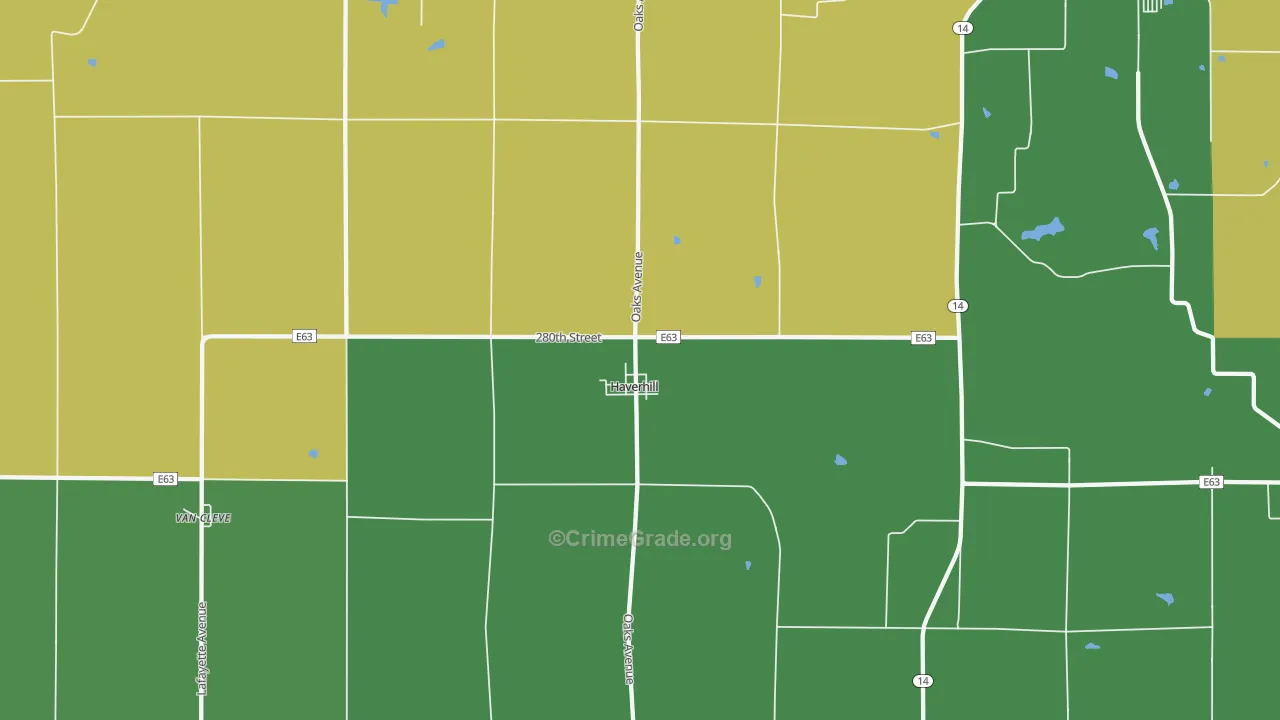 Haverhill, IA Map of Drug-Related Crime Rates