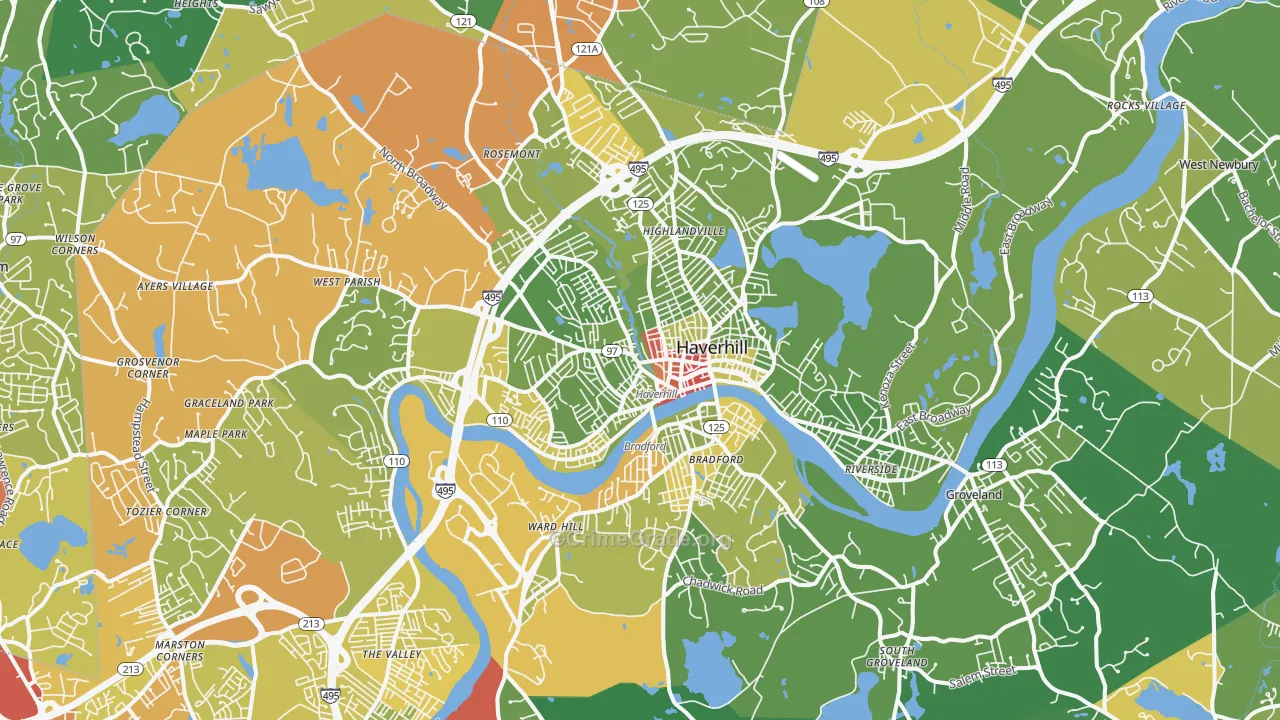 Haverhill, MA Map of Drug-Related Crime Rates