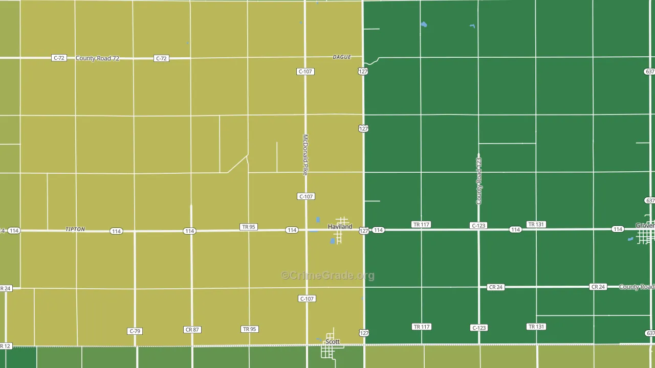 Haviland, OH Map of Drug-Related Crime Rates