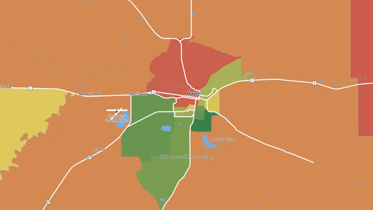 Havre, MT Map of Drug-Related Crime Rates