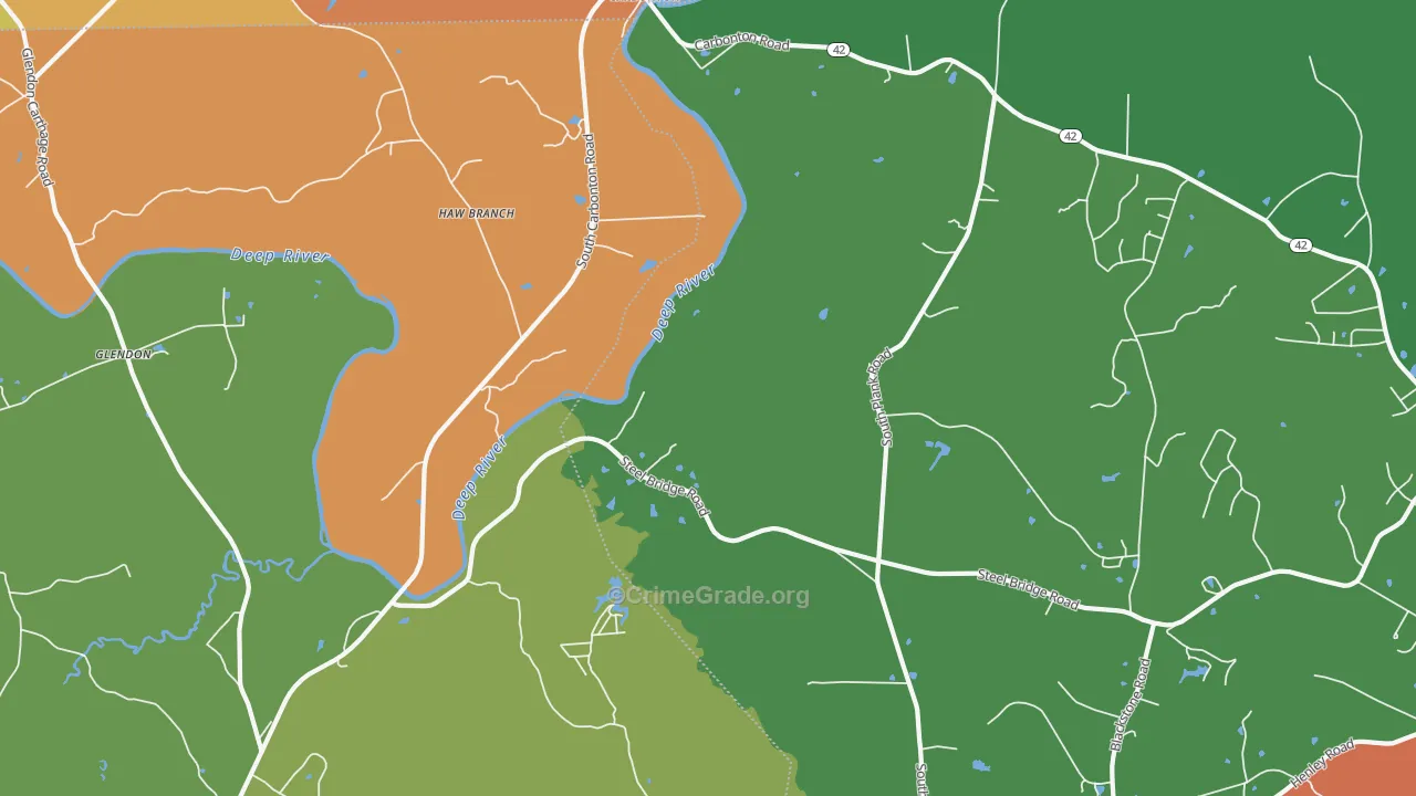 Haw Branch, NC Map of Drug-Related Crime Rates