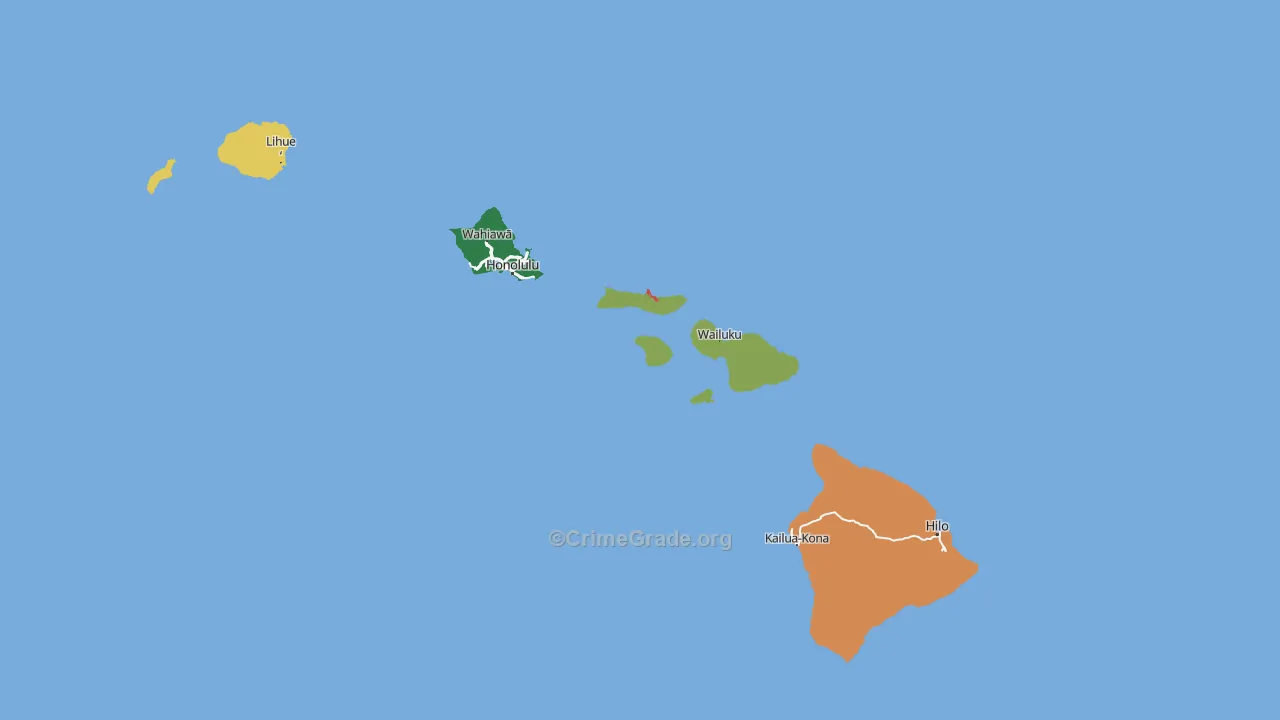 Hawaii Map of Drug-Related Crime Rates