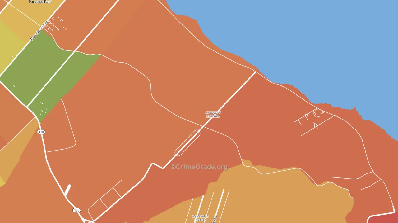 Hawaiian Beaches, HI Map of Drug-Related Crime Rates