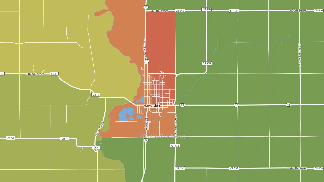Hawarden, IA Map of Drug-Related Crime Rates